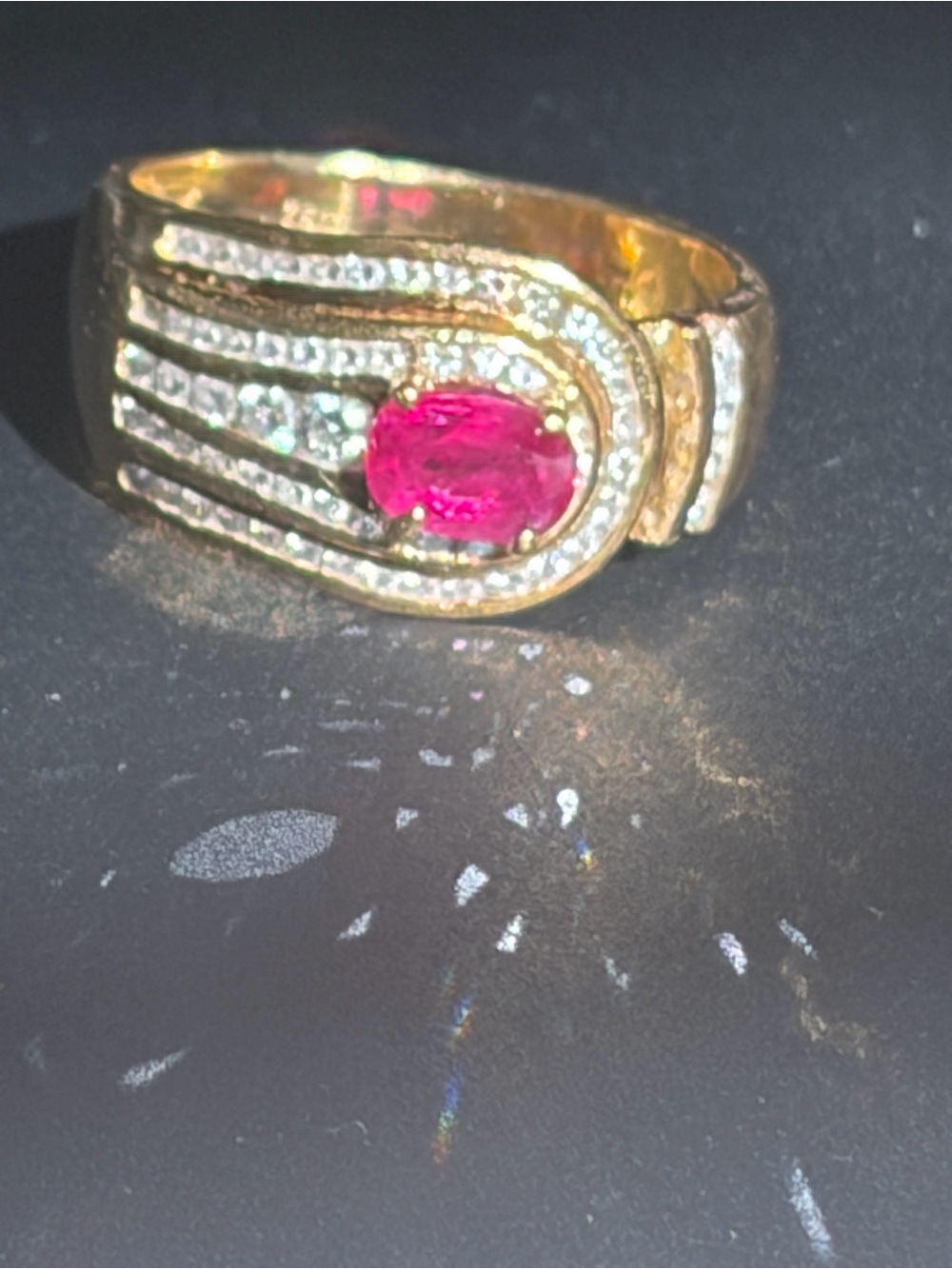 Vintage 18K Gold Ruby Diamond Ring | 8.26  Grams | Estate Jewelry  7